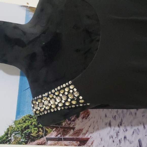 Besty Adam Womens Black Dress Asymmetrical Rhinestone Embellished Size: 10 - Picture 2 of 7